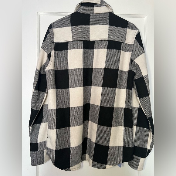 Silver Jeans Co. Wool Blend Black & White Plaid Button Up Shirt Jacket. - Picture 7 of 13